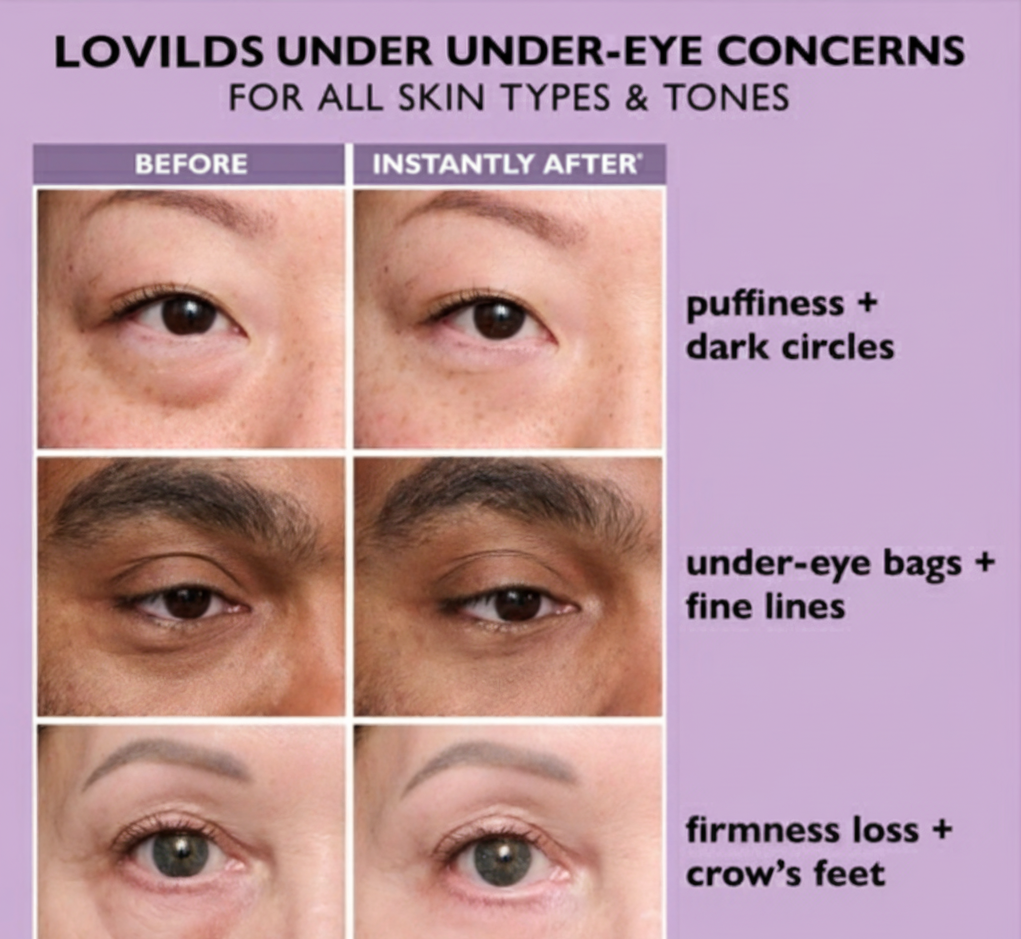 LOVILDS Revitalizing Eye Essence: Reduces Dark Circles, Eliminates Fatigue, and Brightens Tired Eyes.